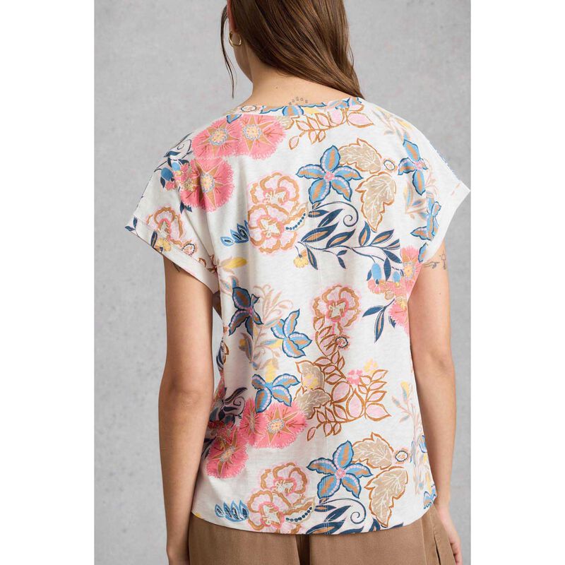 White Stuff Nelly Print Notch Neck Tee image number 1
